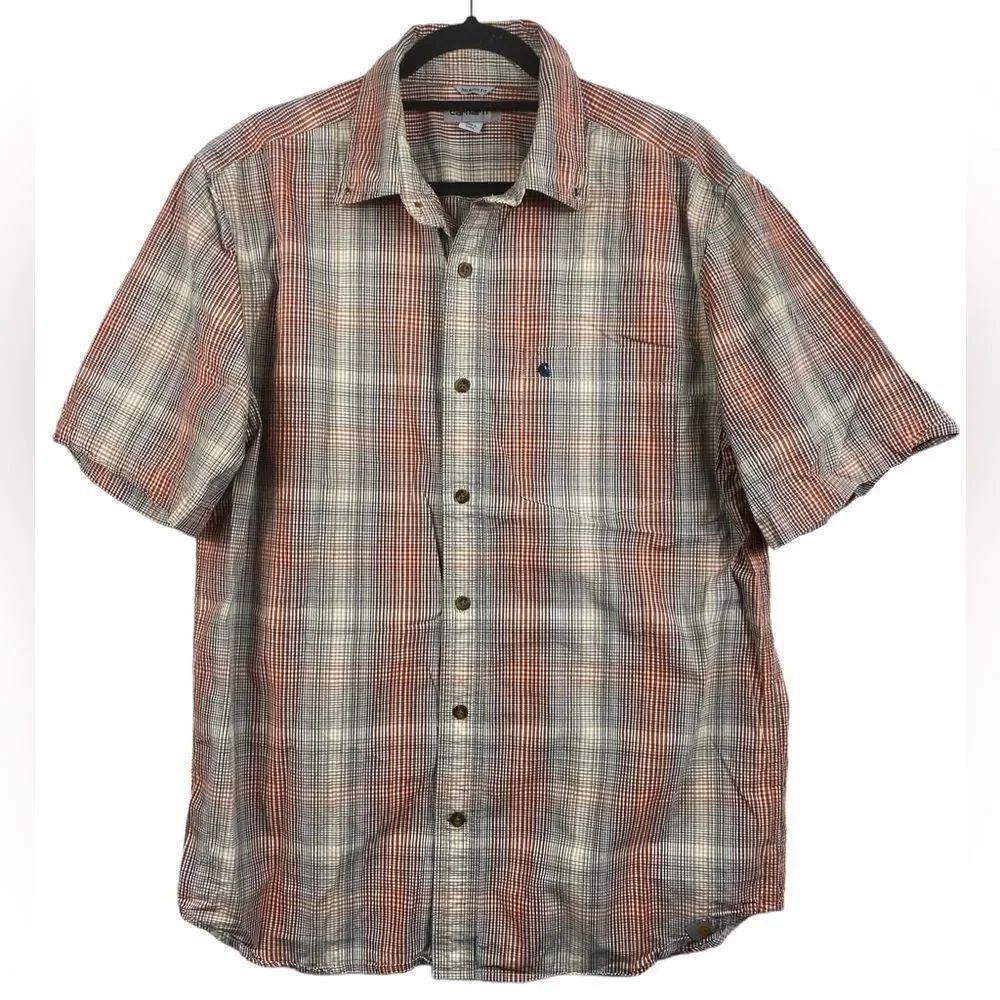 Carhartt Men’s Sz Lrg Relaxed Fit Short Sleeve Button Down Cotton Work Shirt